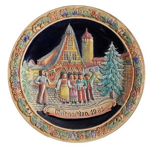 HP Vintage Christmas Western Germany Weihnachten Salt Glaze 1981‎ Décor Plate